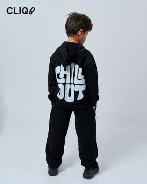 Kids Printed Hoodie - Black