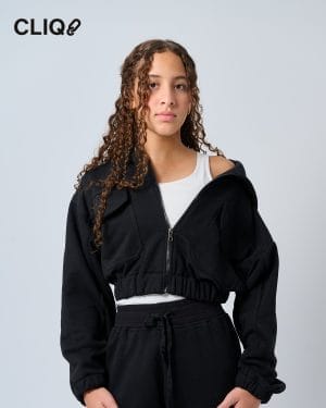 Women Cropped Hoodie - Black