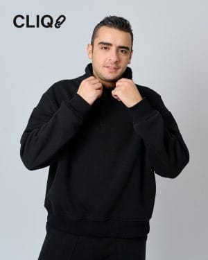 Unisex Half-zip Oversized Sweatshirt - Black