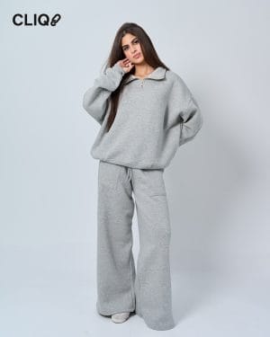 Unisex Half-zip Oversized Sweatshirt - Grey