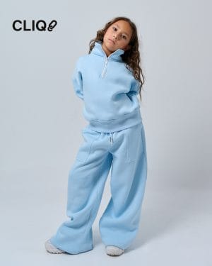 Kids Half-zip Oversized Sweatset - Baby Blue
