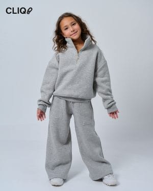 Kids Half-zip Oversized Sweatset - Grey
