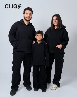 Kids Side Slit Oversized Sweatset - Black